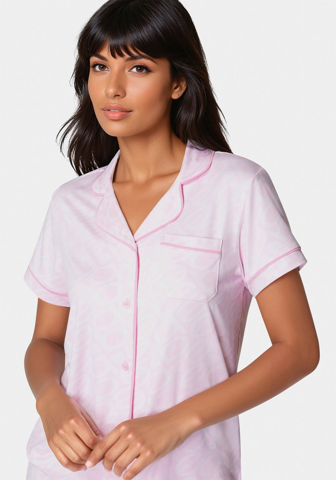 Other View-Printed Notch Collar Short Set-Light Pink