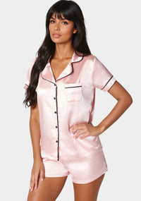 Side View-Button Up Short Set-Light Pink
