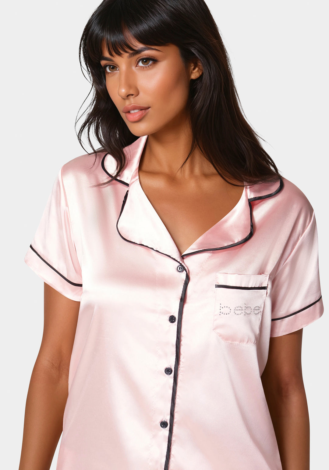 Other View-Button Up Short Set-Light Pink
