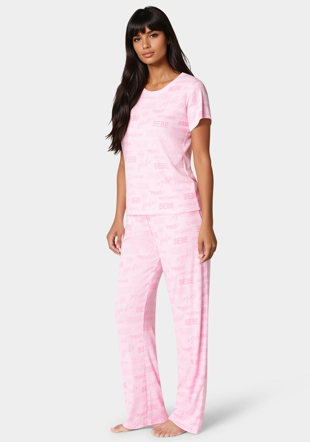 Side View-Rib Pant Sets-Light Pink