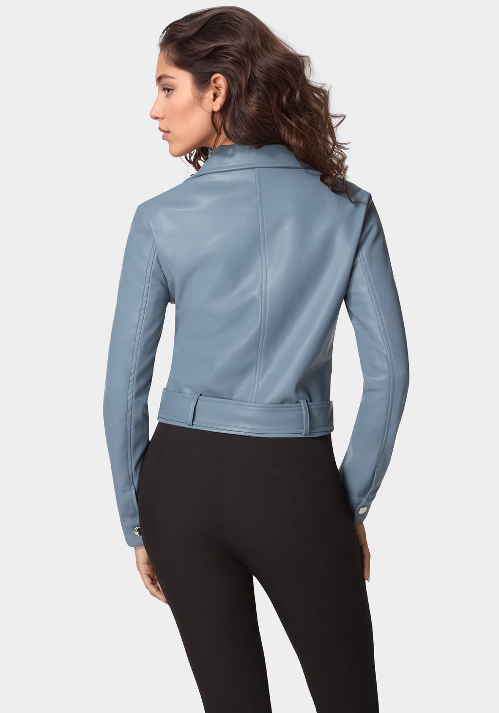 Vegan Leather Zipper Detail Moto Jacket