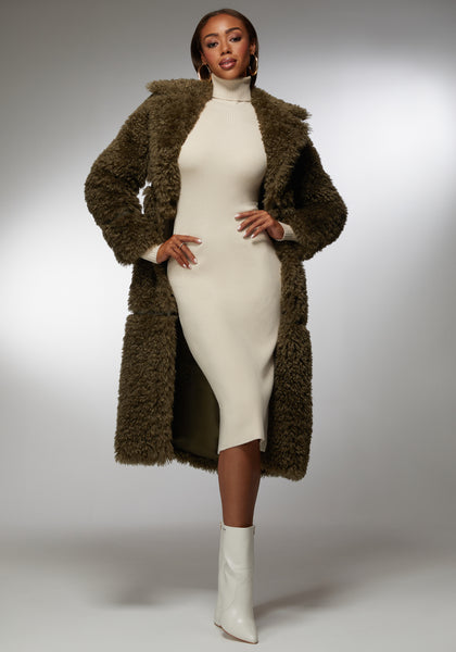 Faux Fur Maxi Coat | bebe