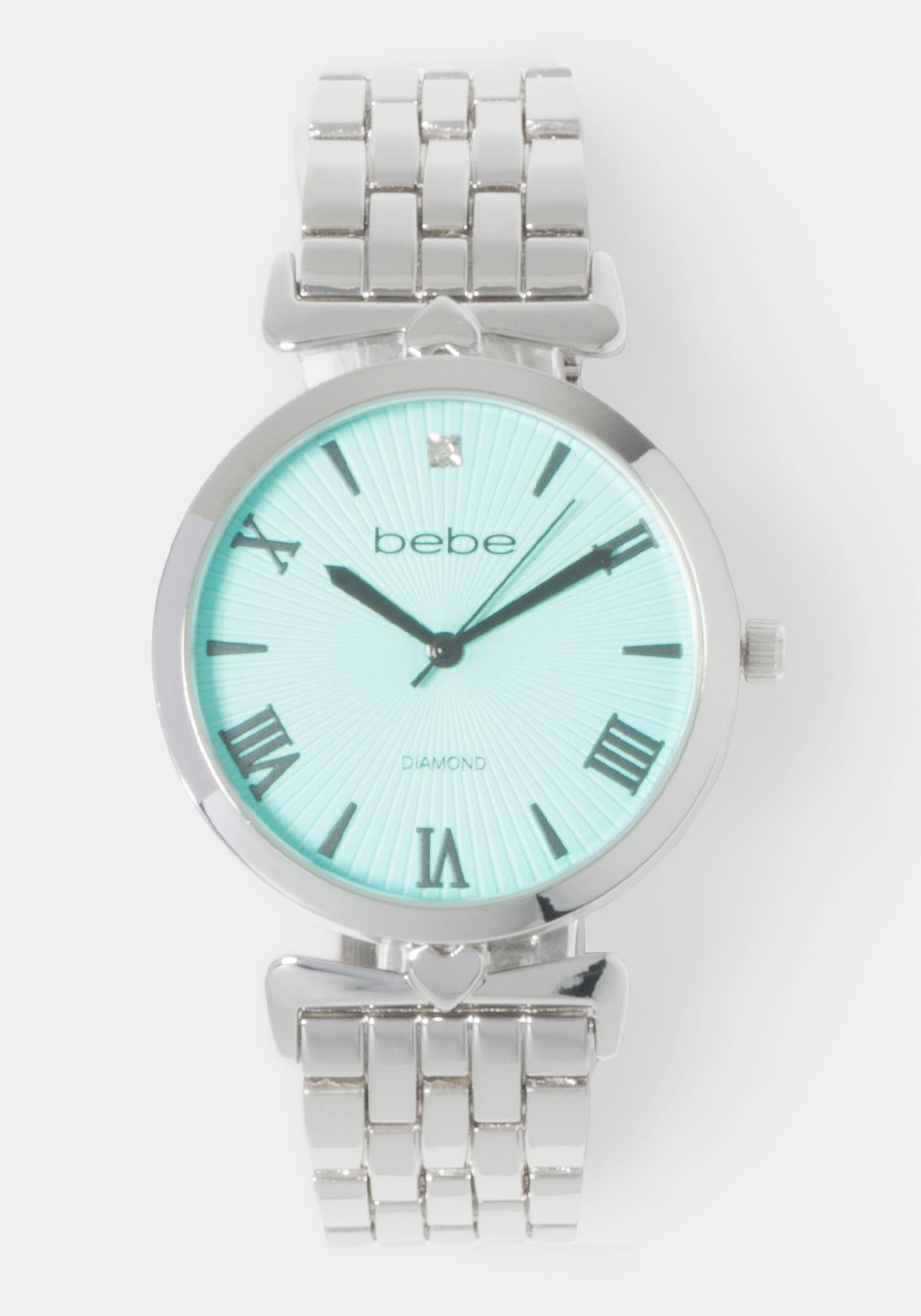 Silver Link Round Bracelet Diamond Dial Watch – bebe