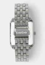 Silver Link Rectangle Bracelet Diamond Dial Watch | bebe