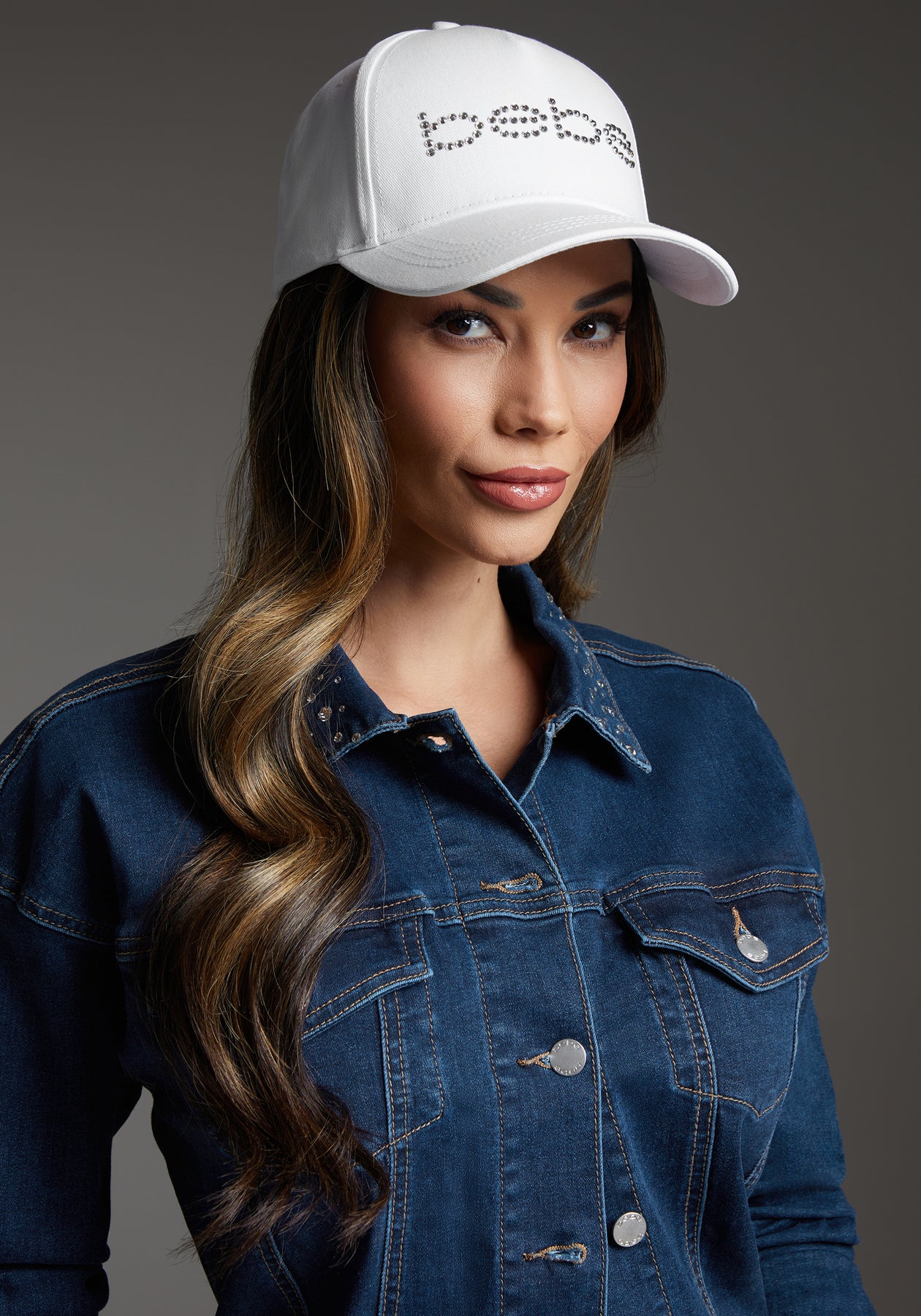 bebe Logo Hat Embellished With Crystals by Swarovski - White