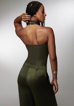 Mock Neck Halter Coated Knit Bodysuit