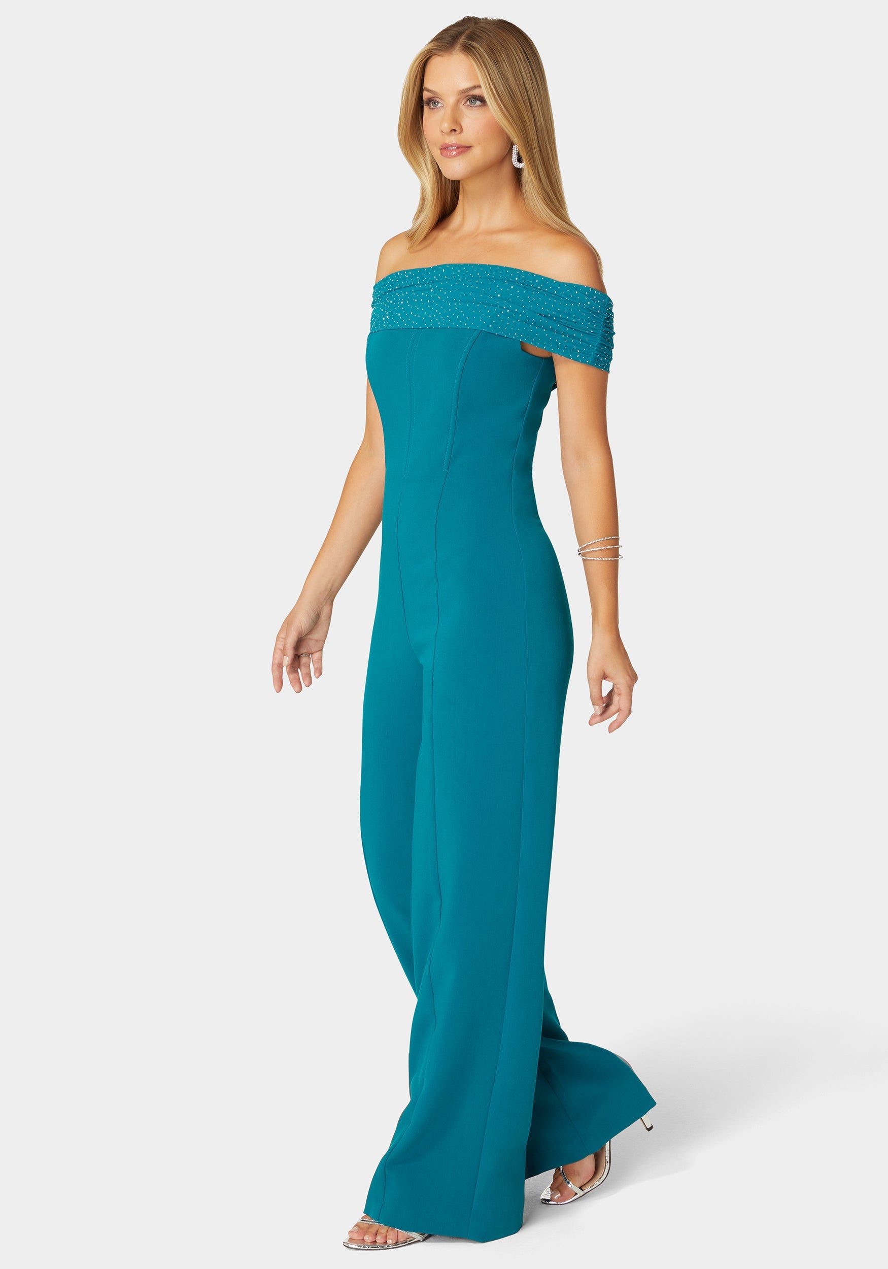 Luxe geo print satin bra top and palazzo jumpsuit