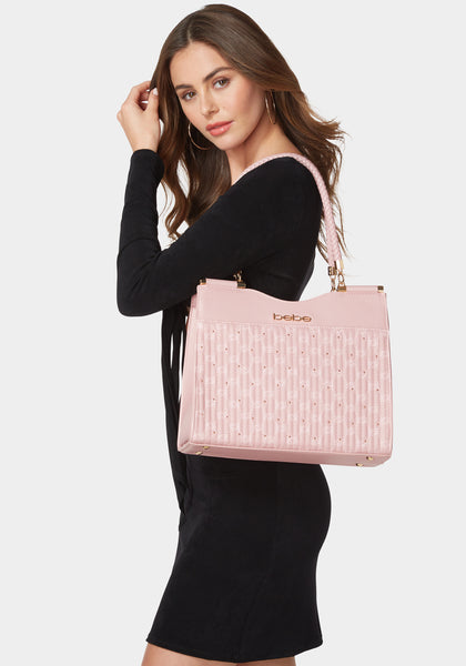 ♡bebe♡ Bebe Cinzia Printed Monogram Satchel | bebe