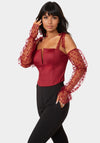 Swiss Dot Sleeve Satin Corset