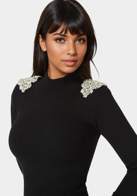 Other View-Embellished Mock Neck Tunic Sweater-Black