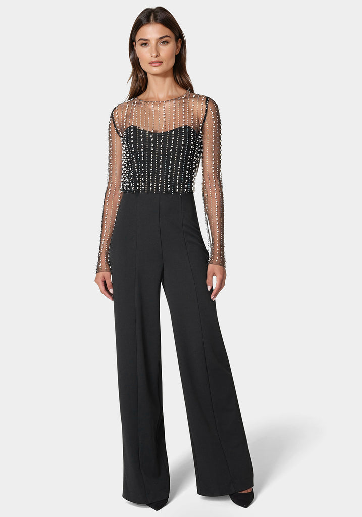 Studded Pearl Top And Palazzo Leg Jumpsuit – bebe
