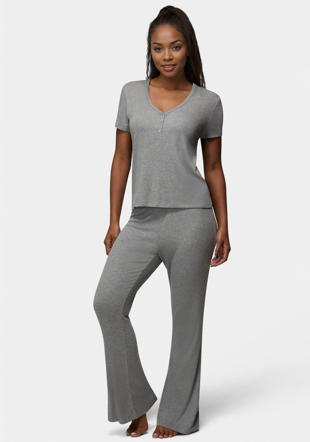 Side View-Better Thangs Lounge Set-Grey Heather
