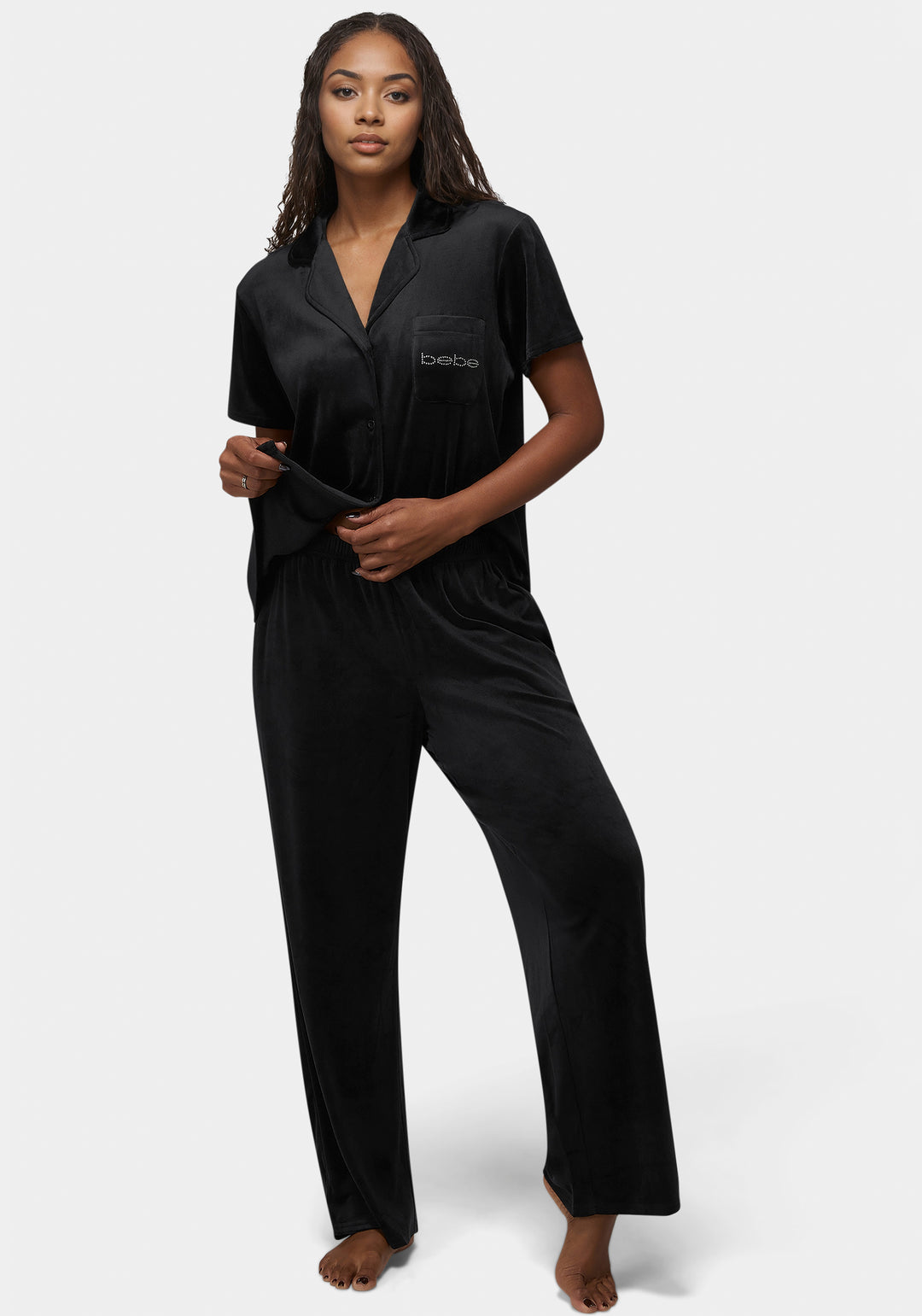 Front View-Cici Pant Set-Black Beauty