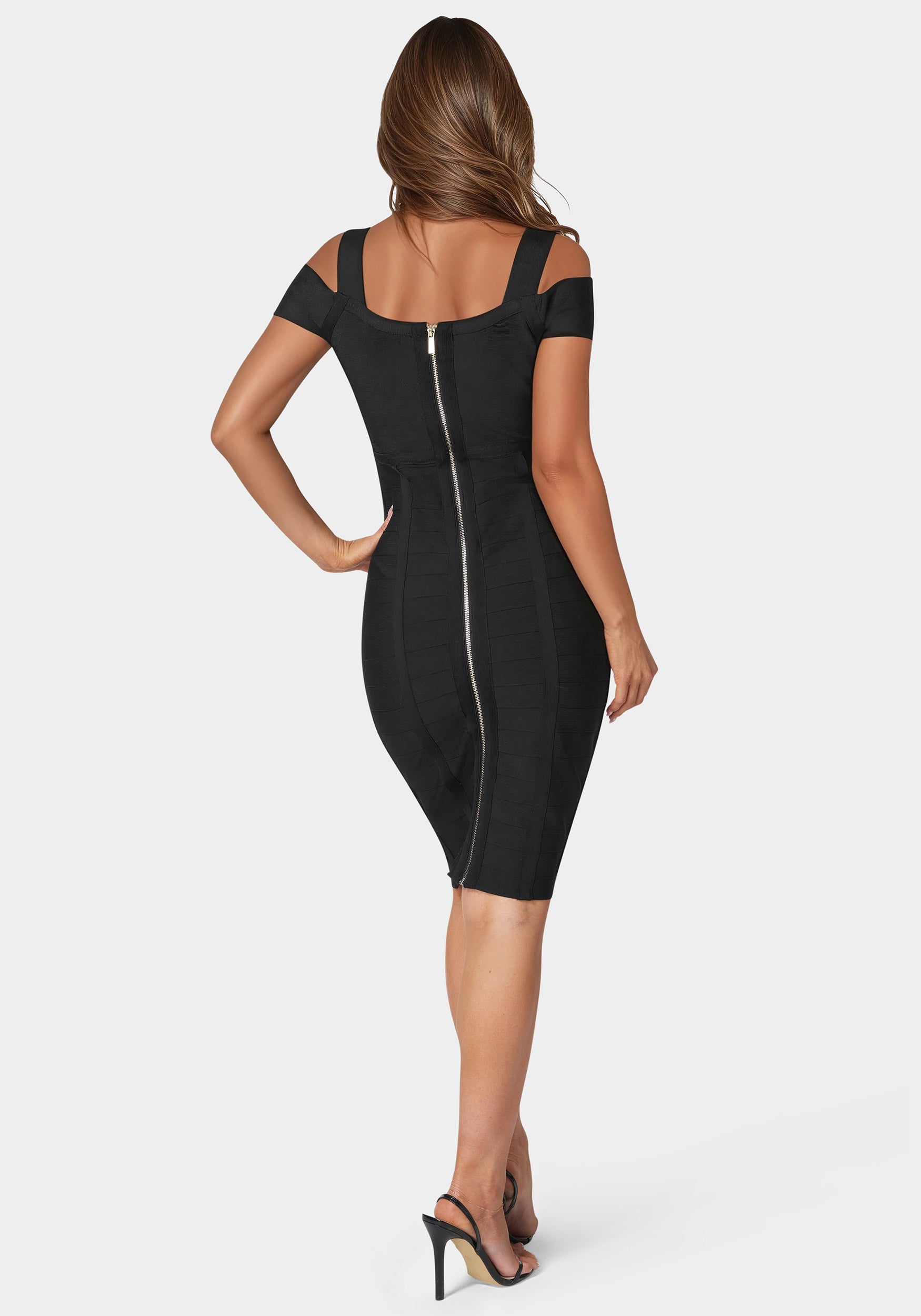 bebe black mini dress Bebe Women's Long Sleeve Faux Wrap Ruched Mini Dress