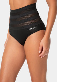 Side View-High-Waisted Tummy-Control Shaping Brief 2-Pack-BLACK