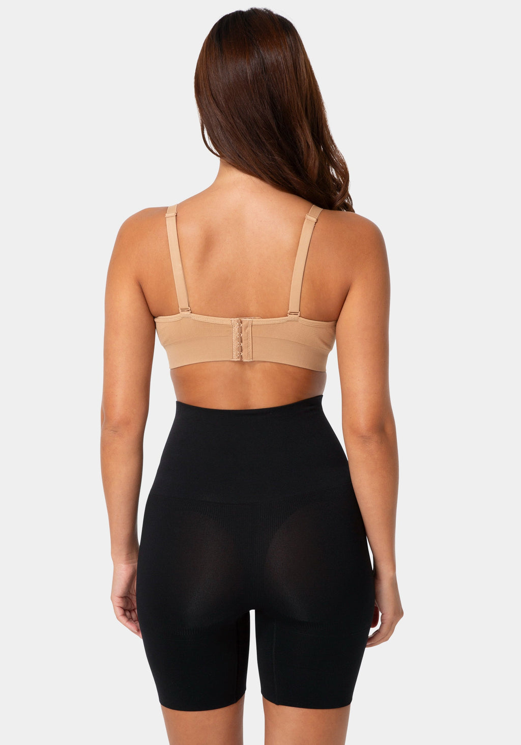 Back View-Hi-Rise Seamless Shaping Shorts 2-Pack - Firm Control-BLACK