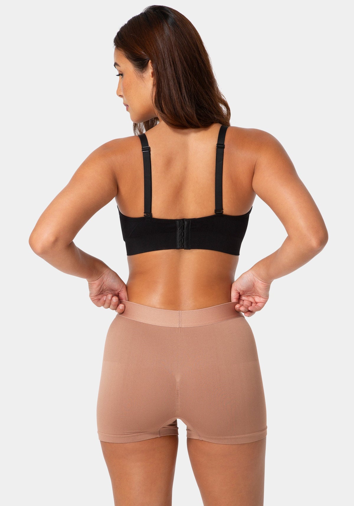Back View-Seamless Shaping Shorts 3-Pack - Medium Control-BLACK