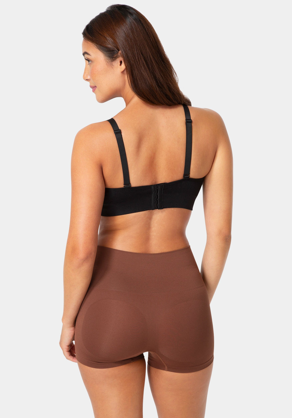 Back View-Hi-Rise Seamless Shaping Shorts 3-Pack-BLACK