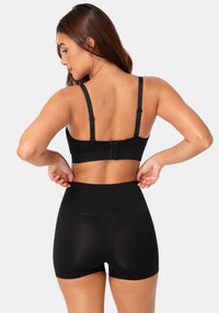 Back View-Hi-Rise Seamless Shaping Shorts 3-Pack-BLACK