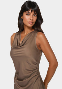 Other View-Crepe Satin Cowl Maxi Dress-MOCHA