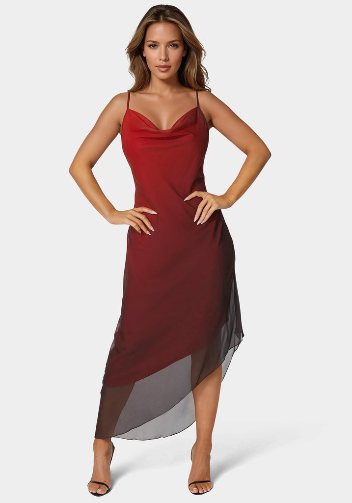 Bebe Women's Ombre Chiffon Cowl Dress