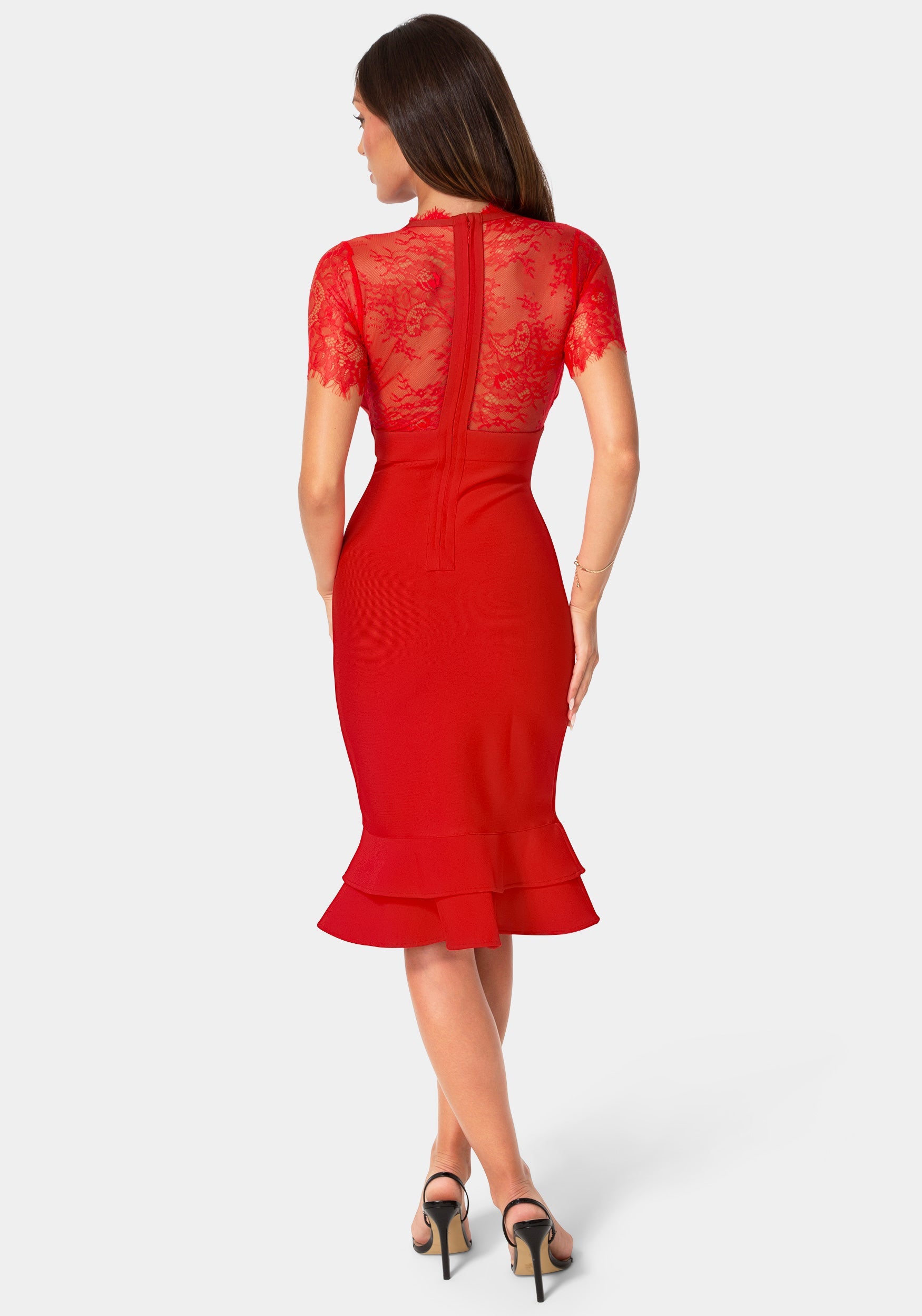 Bebe Women's Bandage Dress with Lace Detail