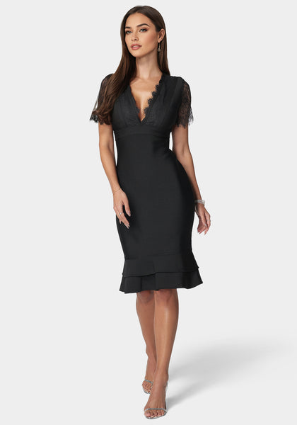 ワンピース Bebe mini dress Flounce Lace Mini Dress | bebe