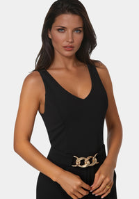 Other View-Scuba Crepe V-Neck Jumpsuit with Belt-Black