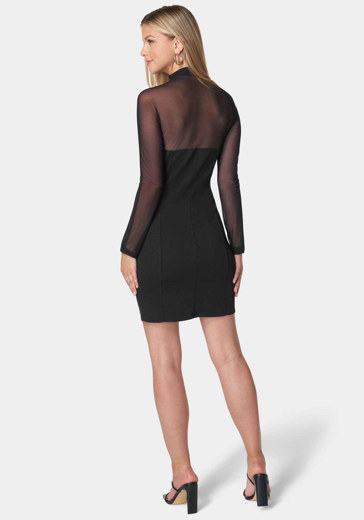 Mock Neck Long Sleeve Dress bebe Mock Neck Long Sleeve Dress bebe