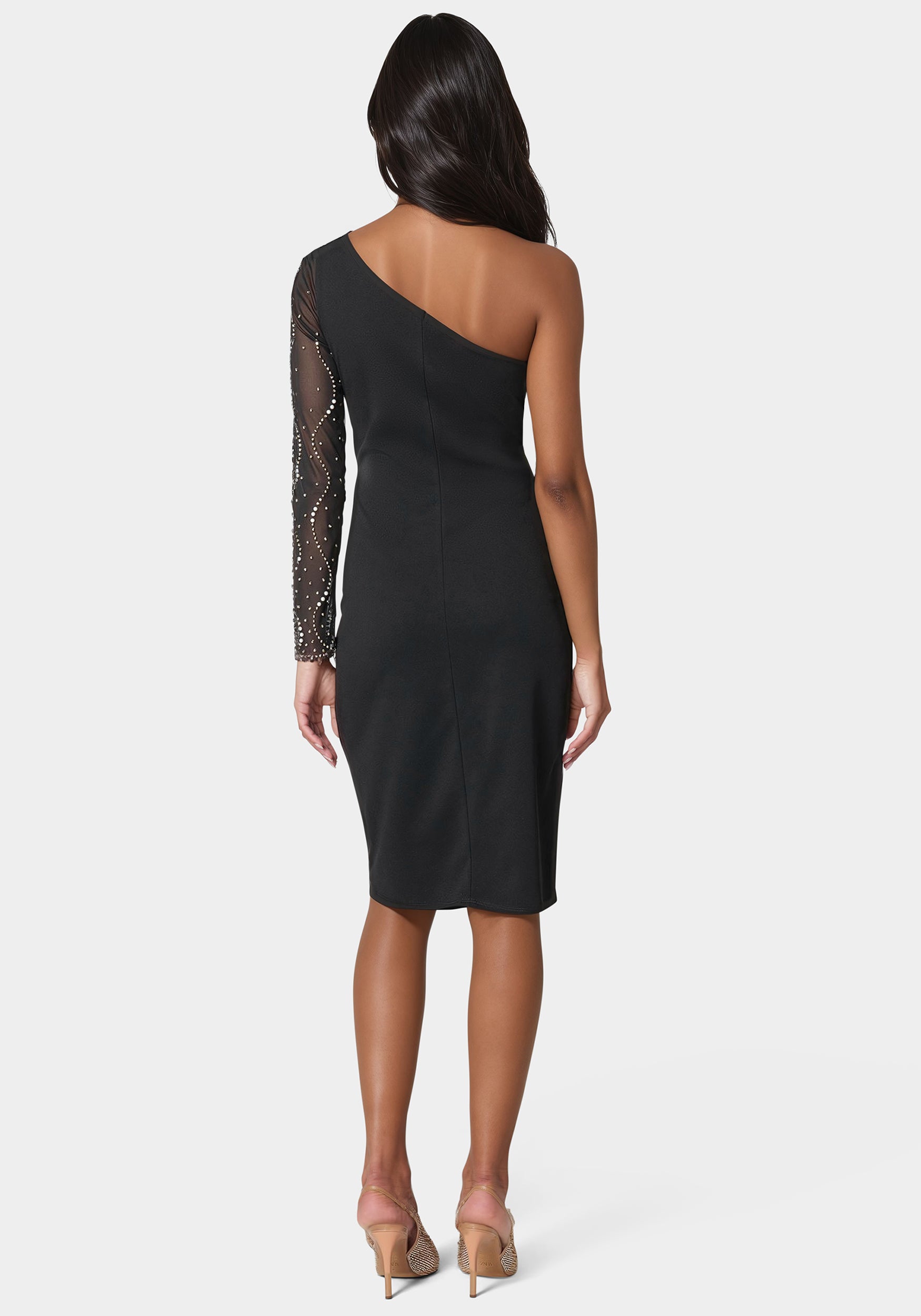 Beaded One Shoulder Midi Dress – bebe