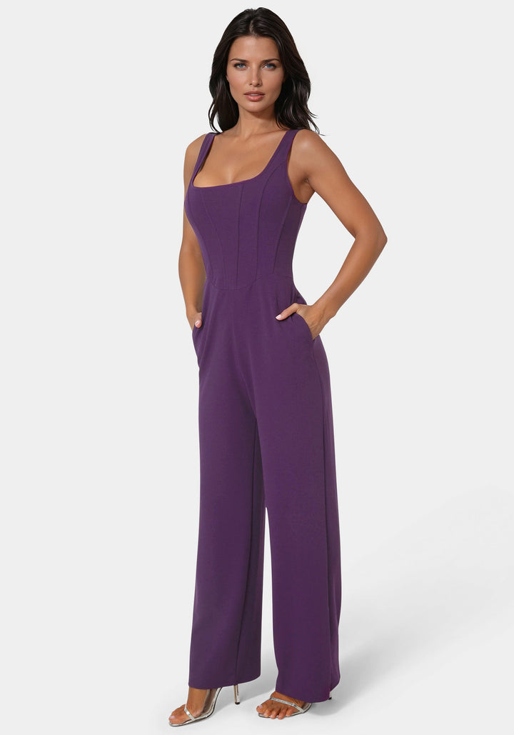 Side View-Corset Jumpsuit-Eggplant