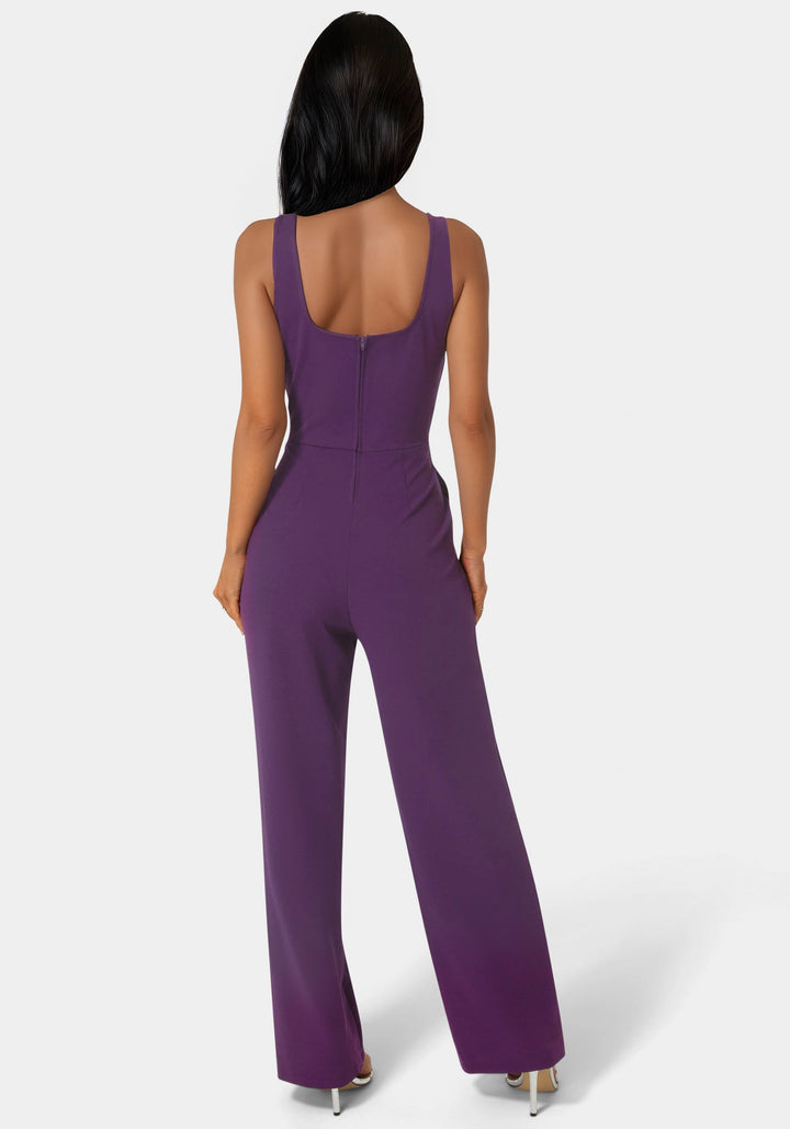 Back View-Corset Jumpsuit-Eggplant