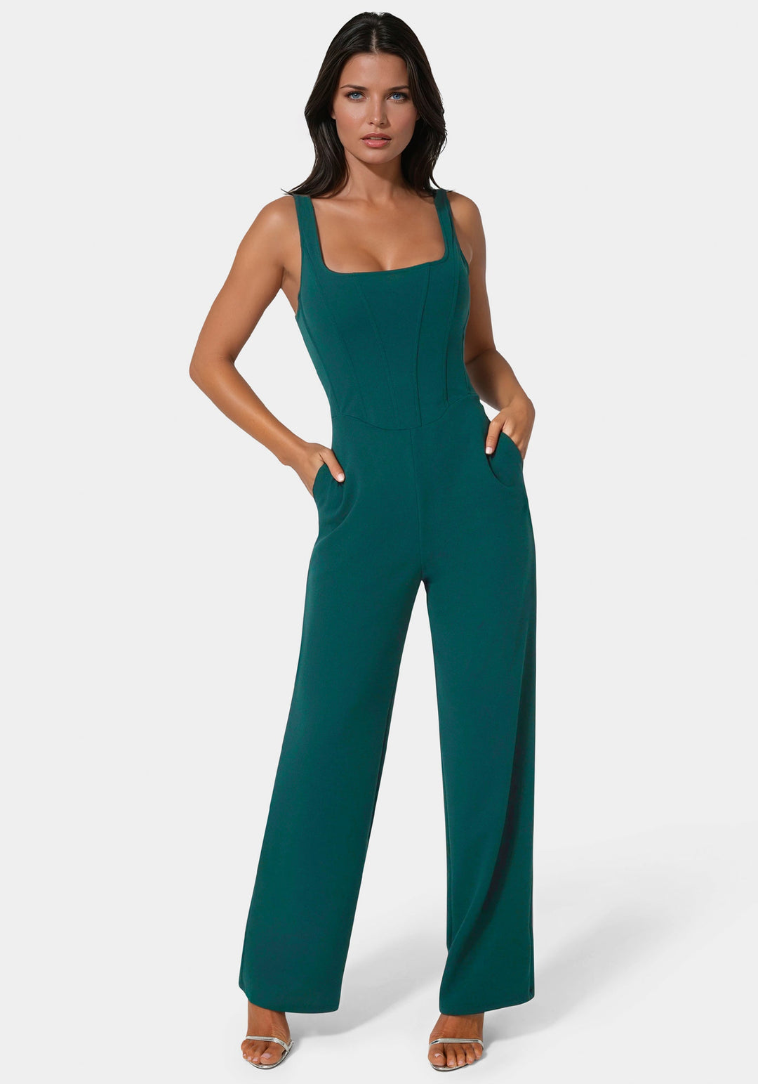 Front View-Corset Jumpsuit-Hunter