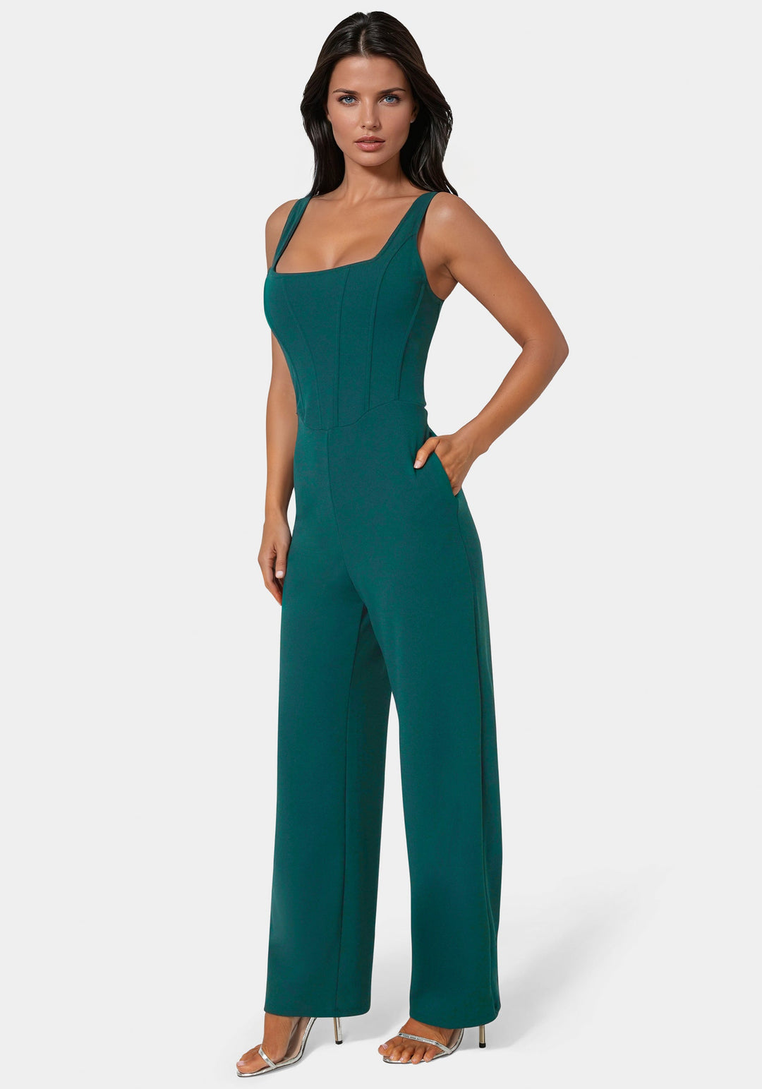 Side View-Corset Jumpsuit-Hunter