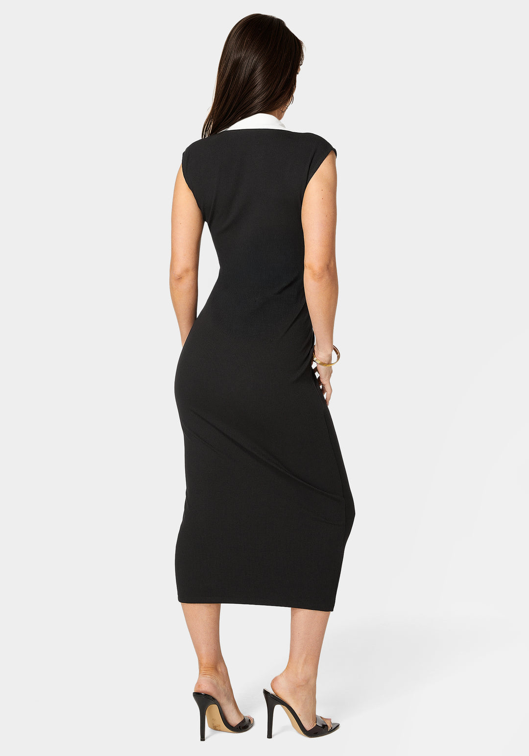 Colorblock Rib Column Dress With Collar – bebe