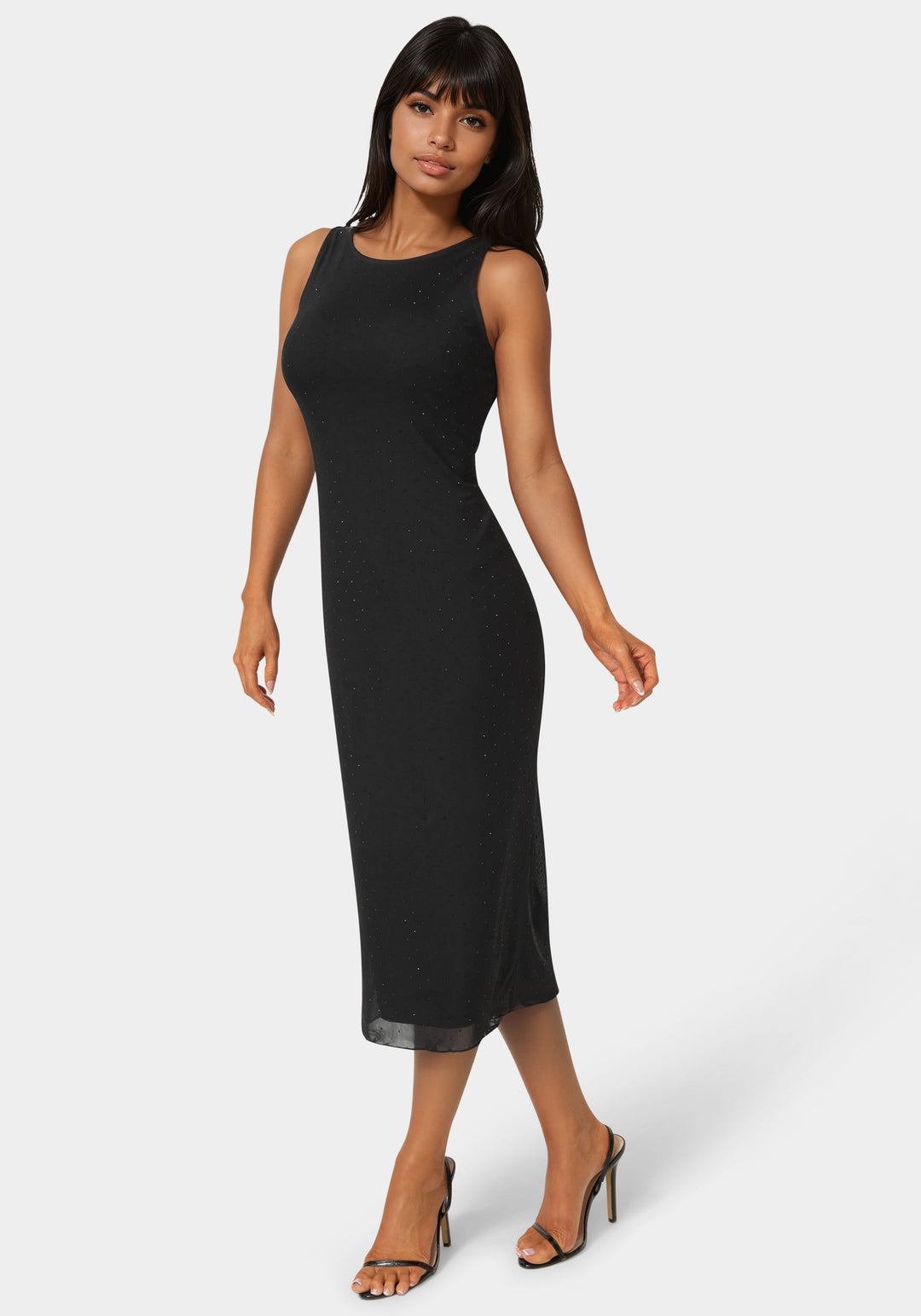Bebe Women's Powermesh Rhinestone Sleeveless Maxi Dress - Black Bebe Women's Powermesh Rhinestone Sleeveless Maxi Dress - Black