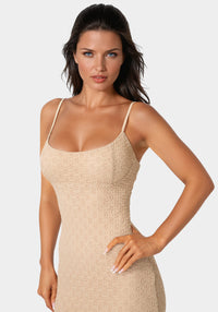 Other View-Floral Lace Bodycon Maxi Dress-SAND