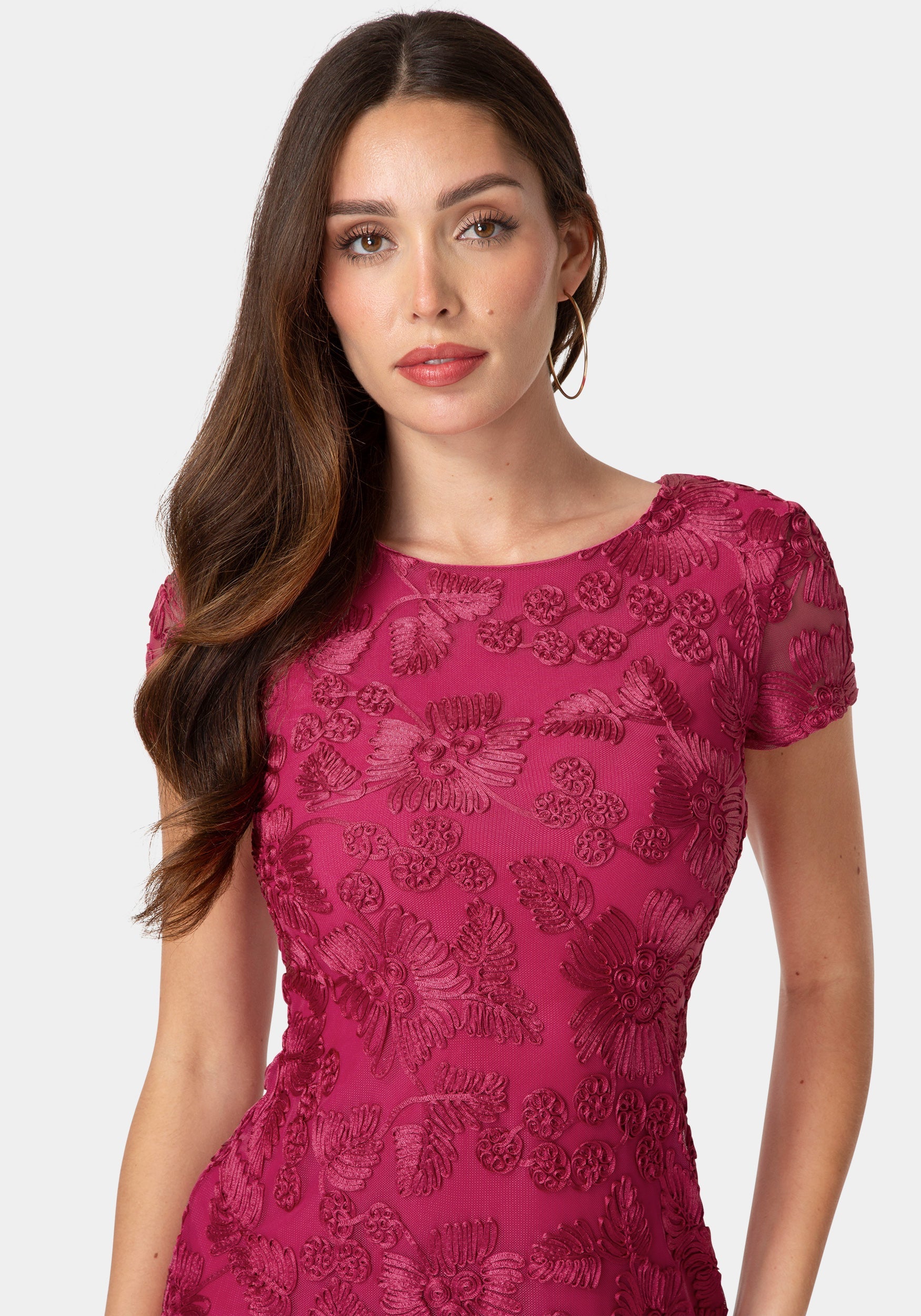 Other View-Soutache Short Sleeve Dress-Fuchsia