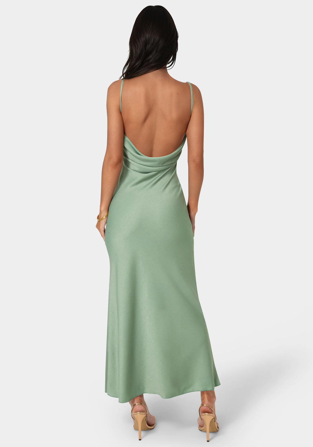 Back View-Drape Back Maxi Dress-Sage