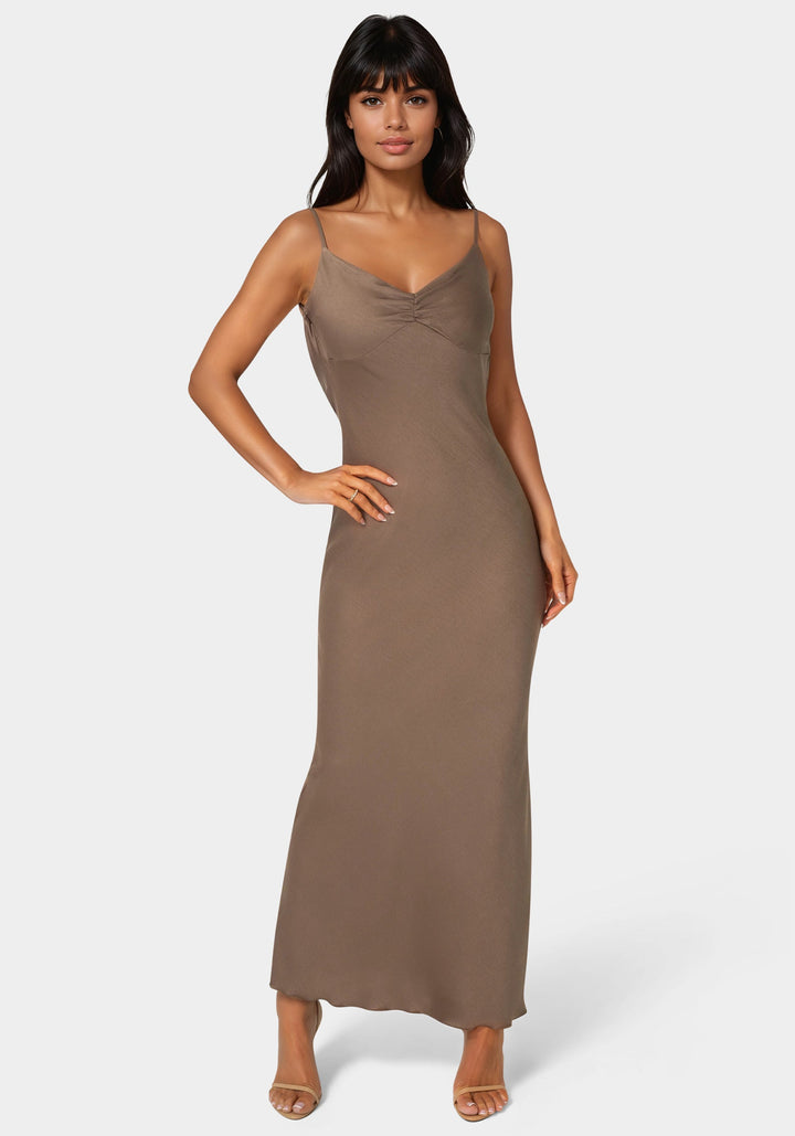 Front View-Drape Back Maxi Dress-MOCHA