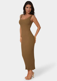 Side View-Crochet U-Neck Maxi Dress-Amber