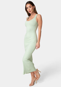 Side View-Crochet U-Neck Maxi Dress-Seafoam