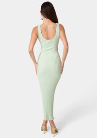 Back View-Crochet U-Neck Maxi Dress-Seafoam