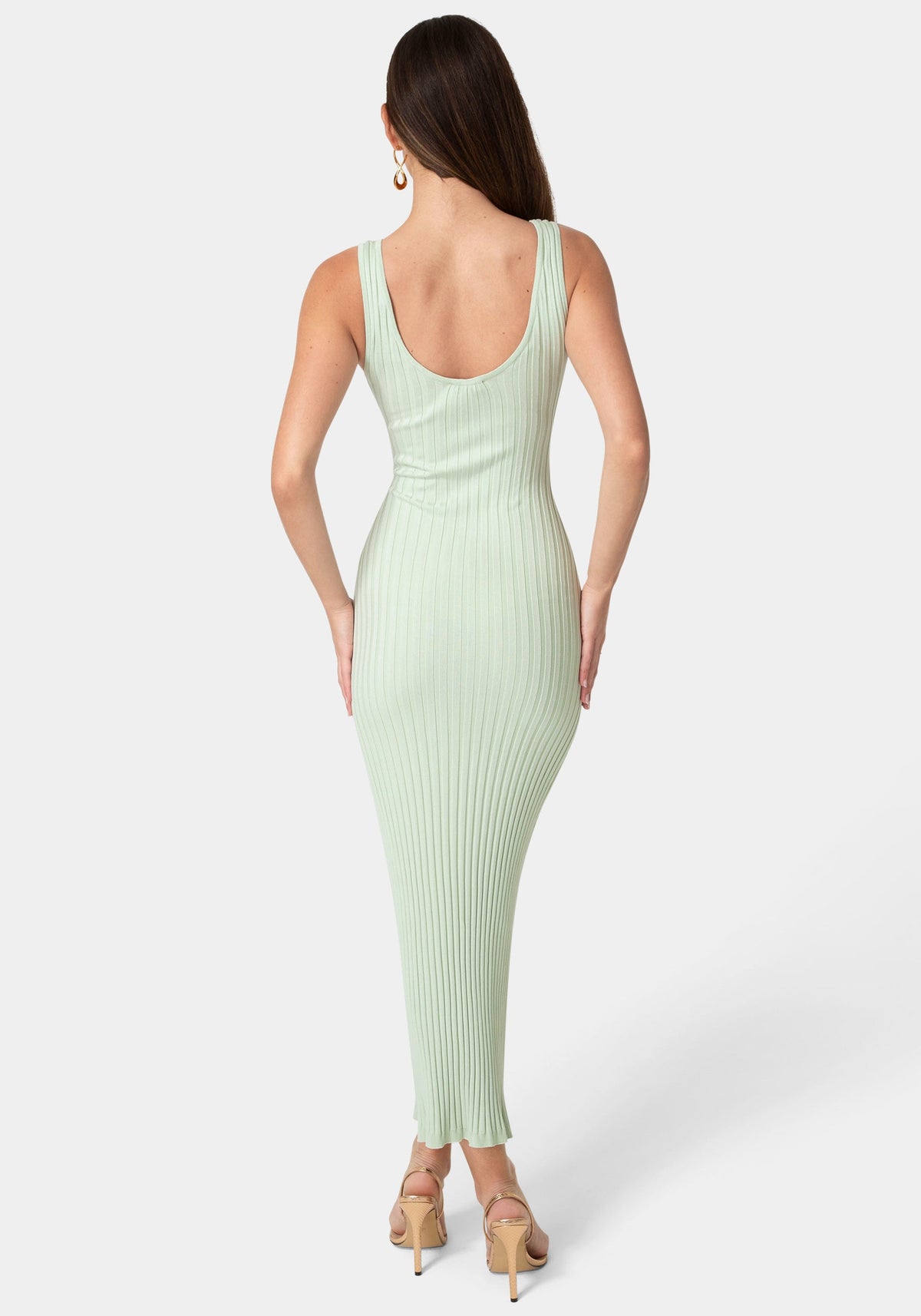 Back View-Crochet U-Neck Maxi Dress-Seafoam