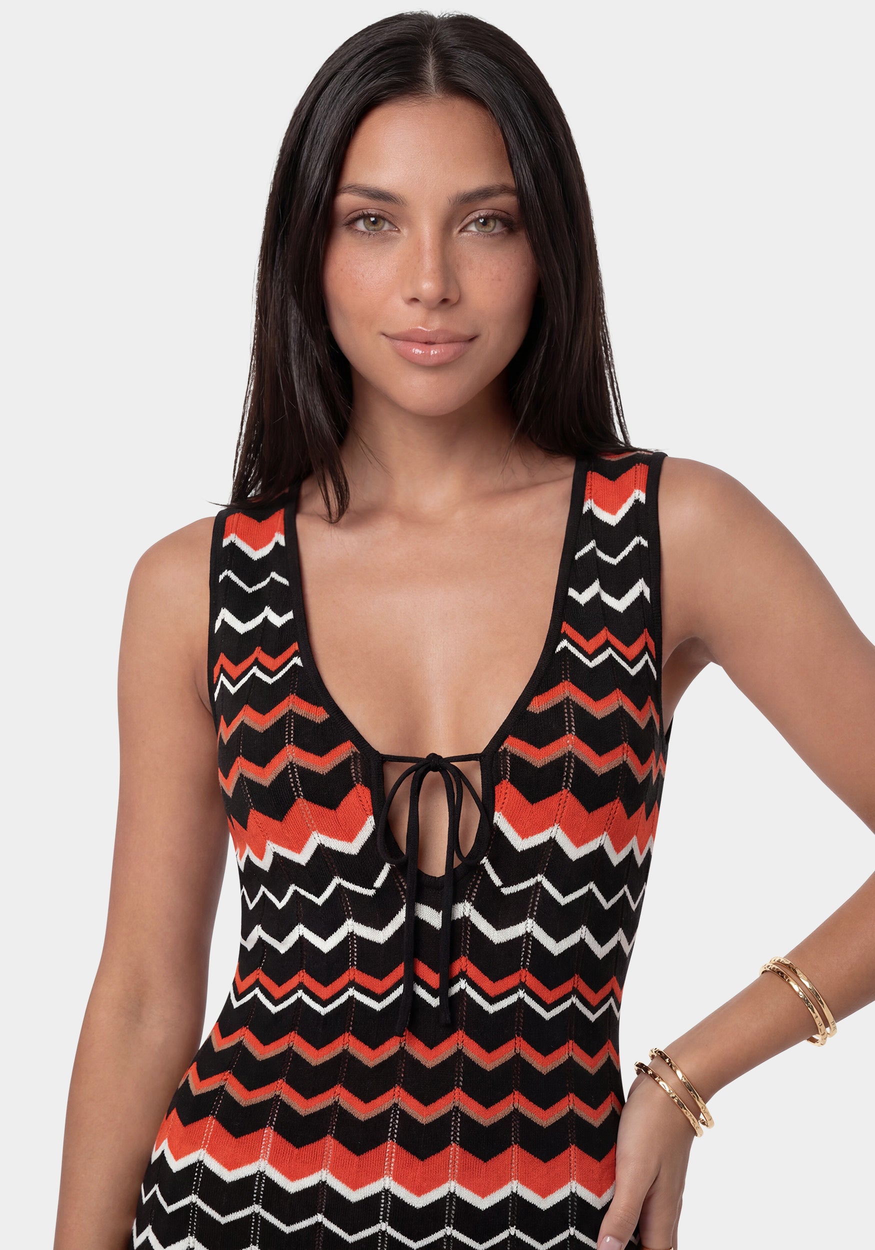Other View - Black Multi Striped Maxi Dress