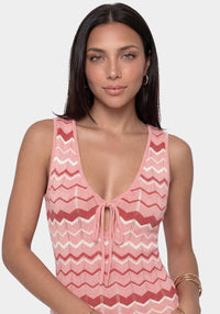 Other View - Pink and White Striped Maxi Dress