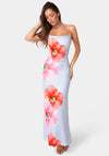 Printed Cowl Halter Maxi Dress