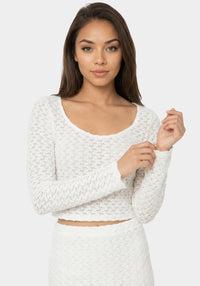 Other View-2-Piece Crochet Top Tiered Skirt Set-Ivory