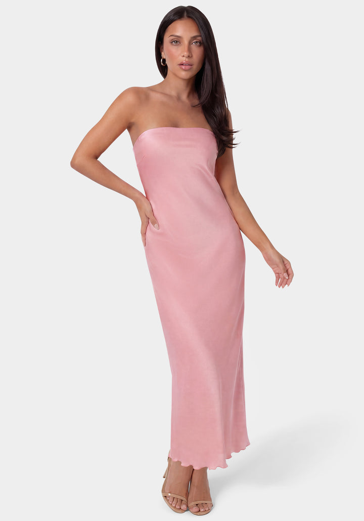 Front View -Strapless Maxi Dress- Rose