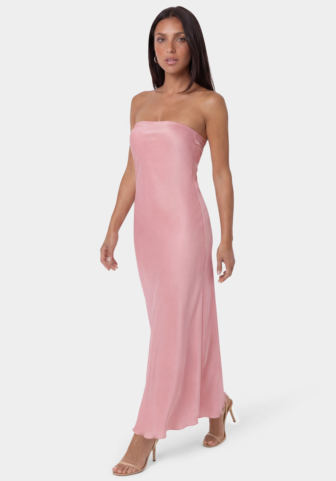 Side View -Strapless Maxi Dress- Rose